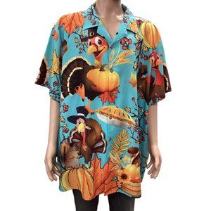 Hawalili Men's Thanksgiving Button Down Shirt, Size 4XL SKU 751